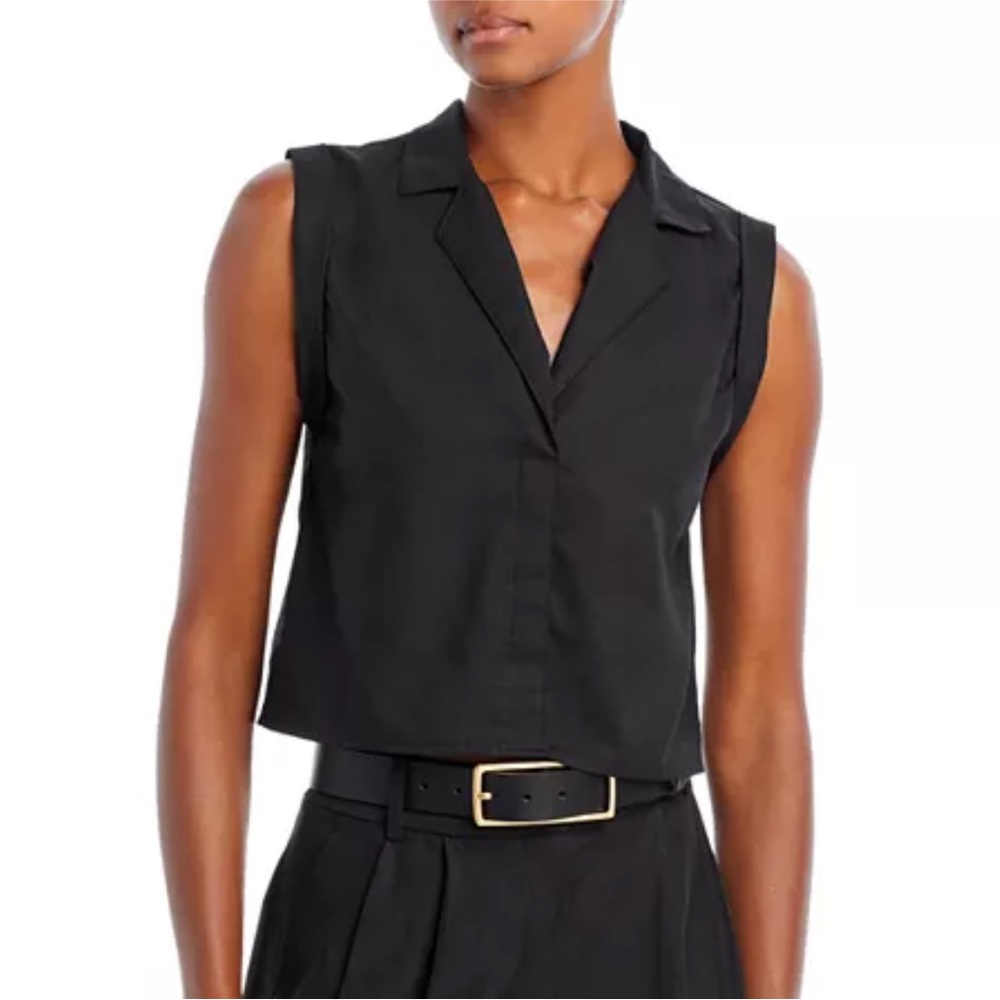 Black collared crop top